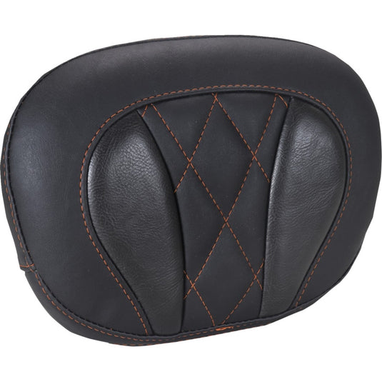 Mustang 88450MO Deluxe Sissy Bar Pad - Black/Mandarin Orange Diamond Stitching