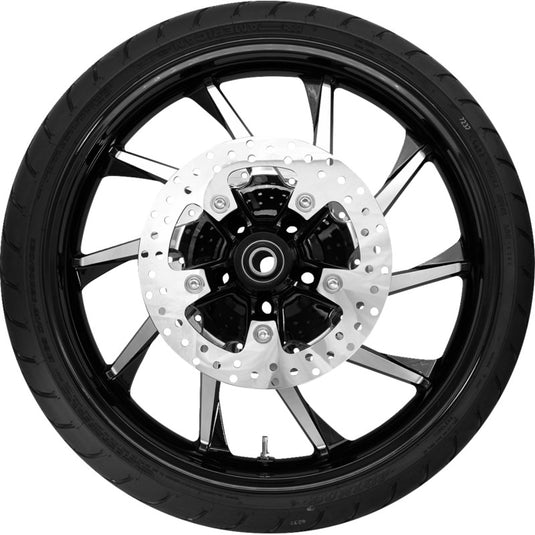 Coastal Moto PKG-HUR213BC-ABST Hurricane Front Wheel with Dunlop Tire and Rotor - 21in. x 3.5in. - Black Cut