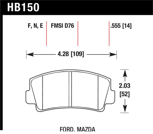 Hawk Performance HB150F.555 HAWK HPS Brake Pad Sets
