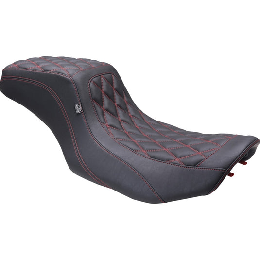 Mustang 88415DC Squareback One-Piece Seat - Double Diamond - Black/Dark Cherry Stitching