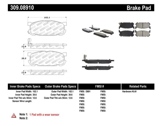 Stoptech 309.08910 ST Sport Brake Pads