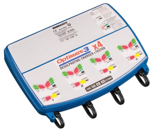Tecmate TM455 Optimate 3 Complete 12V Battery Charger - 4-Bank