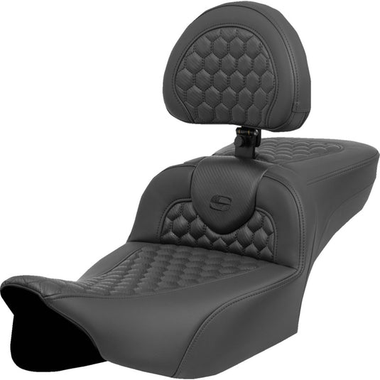 Saddlemen 823-07-190C0 Extended Reach Heated Road Sofa Seat with Drivers Backrests