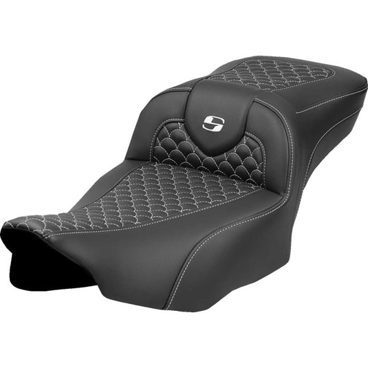 Saddlemen 823-07-20906 Extended Reach Roadsofa DS Seat without Drivers Backrests - White Stitching