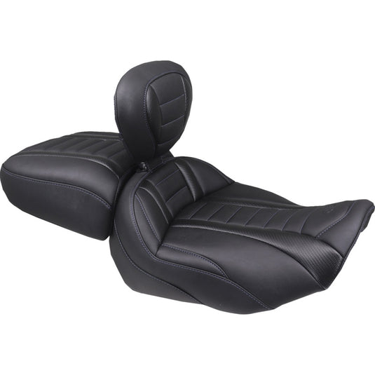 Mustang 89401SB Deluxe Touring Solo Seat - Sky Blue Stitching