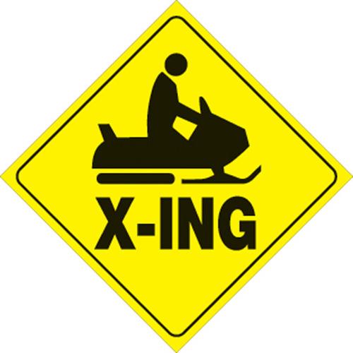 Voss 438 SX YR 12x12in. Reflective Trail Sign - Snowmobile X-Ing (Yellow/Black)