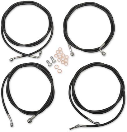 La Choppers LA-8054KT-16B Standard Handlebar Cable/Brake & Clutch Line/Wire Kit - Black Vinyl/Stainless Braided