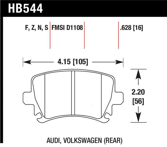 Hawk Performance HB544N.628 HAWK HP+ Brake Pad Sets