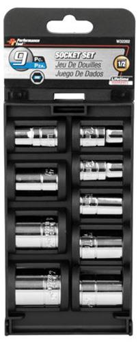 Performance Tools W32202 9 Piece 1/2in. Drive Metric Socket Set