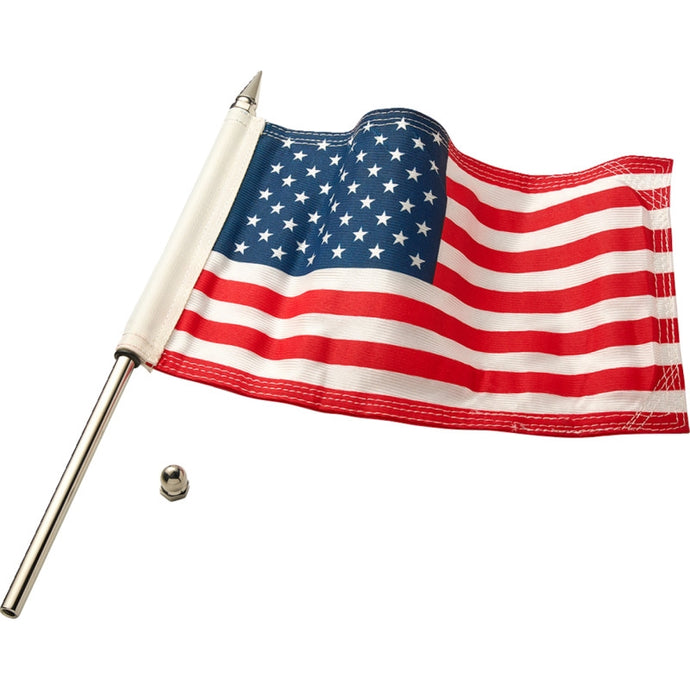 Ciro 70602 Flag Pole - 12in. - with 6in.x9in. American Flag - Polished Stainless Steel