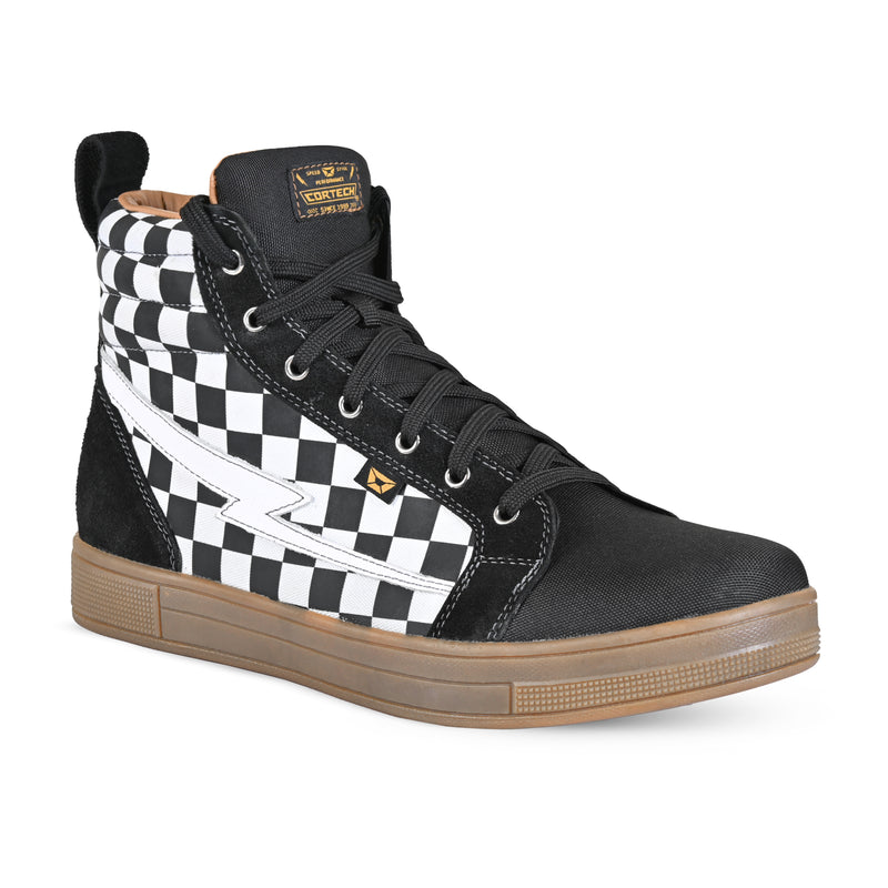 Load image into Gallery viewer, Cortech Slayer Canvas Check Riding Shoes (11, White Check/Gum)
