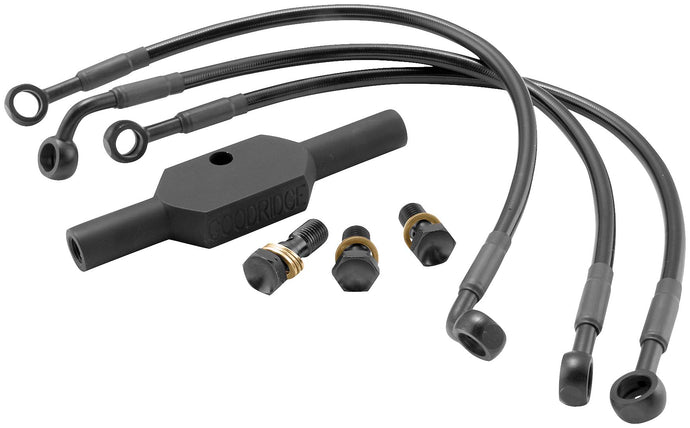 Goodridge HD0060-3FPBK/BK Ebony 2 Front Brake Line Kit - Stock Length