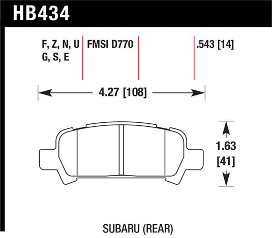 Hawk Performance HB434Z.543 HAWK Ceramic Brake Pad Sets