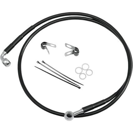 Drag Specialties 1741-2903 Extended Stainless Steel Front Brake Line Kit - Clear Coated - 18 1/4in. / 24 5/8in.