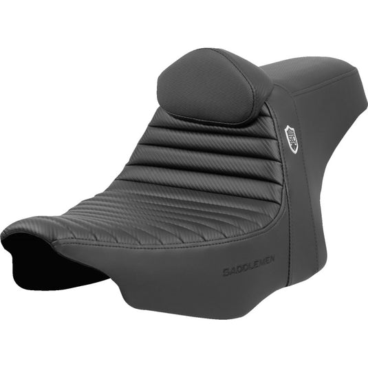 Saddlemen SC82307TB Pro Series SDC Performance Gripper Seat with Driver Backrest - Tuck-n roll