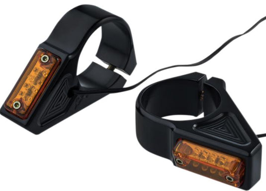 Joker Machine 05-300-1 Rectangle LED Fork Mount Turn Signals - 39mm - Black Anodized