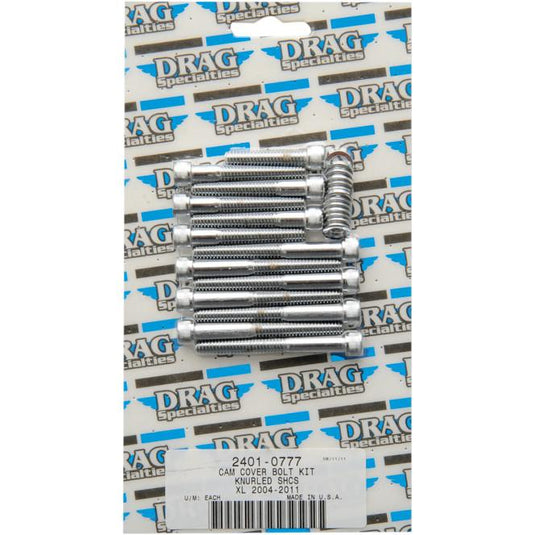 Drag Specialties 2401-0777 Cam Cover Chrome Socket-Head Bolt Set - Knurled