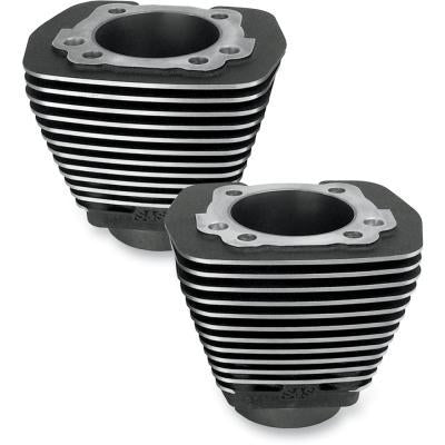 S&S Cycle 91-7710 Evolution Style Aluminum Cylinders - 3-1/2in. Bore - Black Powder-Coat with Machined Fin Edges
