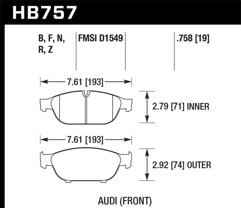 Load image into Gallery viewer, Hawk Performance HB757B.758 HAWK HPS 5.0 Brake Pad Sets
