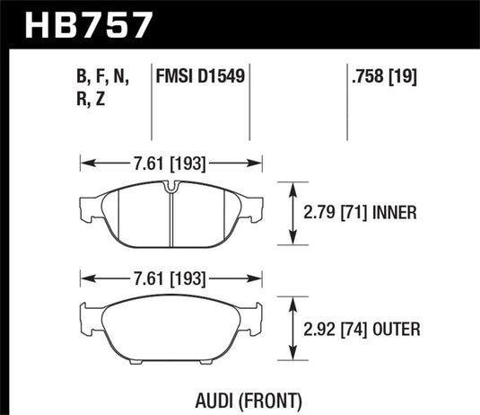Hawk Performance HB757B.758 HAWK HPS 5.0 Brake Pad Sets