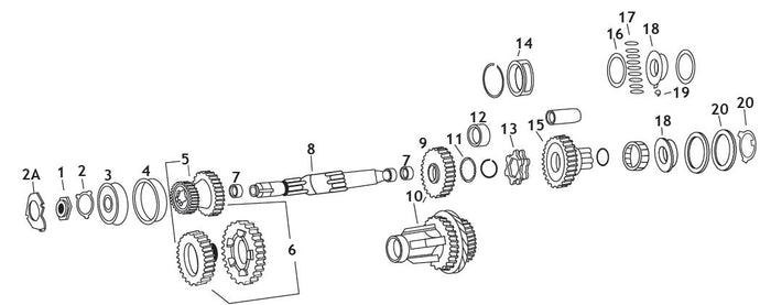 Andrews 208500 Mainshaft for 4-Speed Big Twin - 11.730in, Long (8)