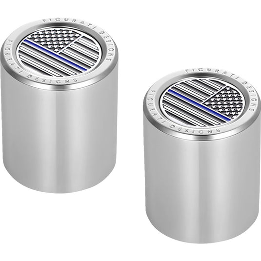 Figurati Designs FD70-DC-2530-SS Docking Hardware Cover - Stainless Steel with Short Blue Line American Flag Skull