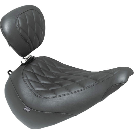 Mustang 89027 Wide Tripper Solo Seat - Diamond Stitch - Black