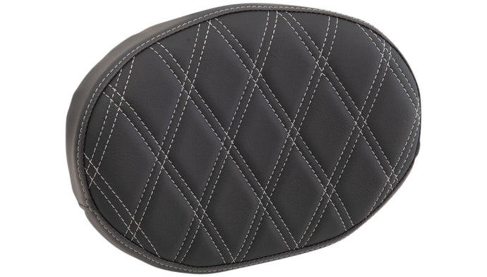 Drag Specialties 0822-0447 Backrest Pads For Square And Round Sissy Bars - Double Diamond - Silver Stitch