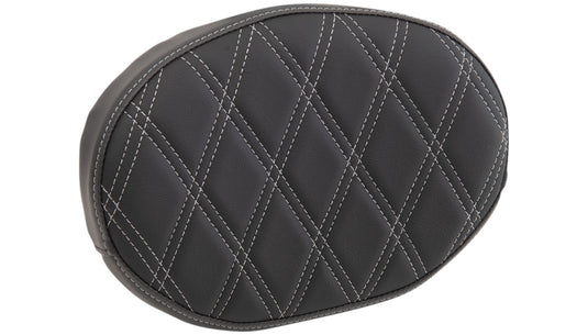 Drag Specialties 0822-0447 Backrest Pads For Square And Round Sissy Bars - Double Diamond - Silver Stitch
