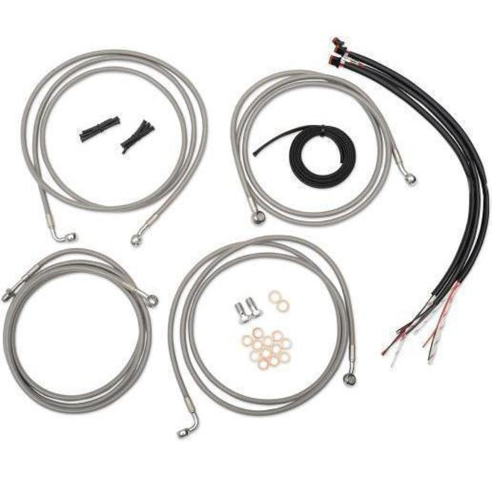 La Choppers LA-8052B00M Complete Handlebar Cable and Brake Line Kit - Midnight