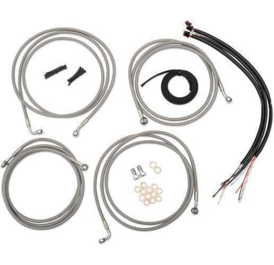La Choppers LA-8052B00M Complete Handlebar Cable and Brake Line Kit - Midnight