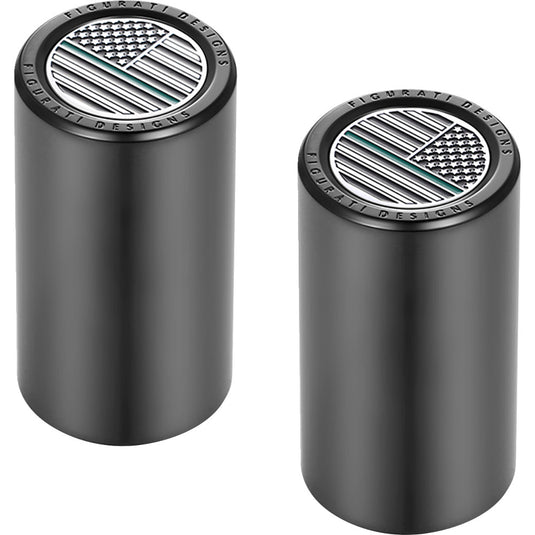 Figurati Designs FD72-DC-2545-BK Docking Hardware Cover - Black with Long Green Line American Flag Skull