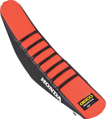 Dcor 30-10-452 Geico Honda Replica Gripper Seat Cover with Ribs - Black/Red
