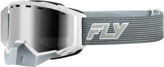 Fly Racing Zone Elite Snow Goggles (One Size Fits Most, Gray/White / Mirror Polarized Smoke Lens)