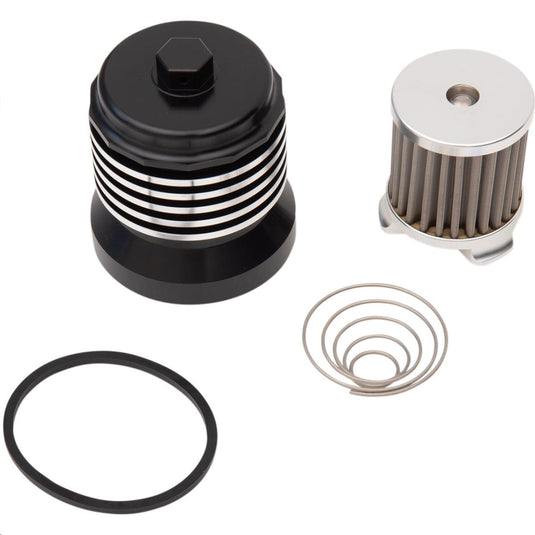 Pc Racing PCS4BC Flo Spin On Stainless Steel Oil Filter - Black with Polished Fins