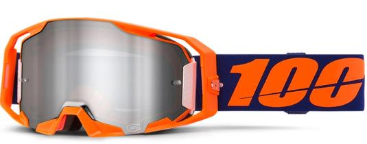 100% Armatic Goggles (One Size Fits Most, Neon Orange / Mirror Silver Flash Lens)
