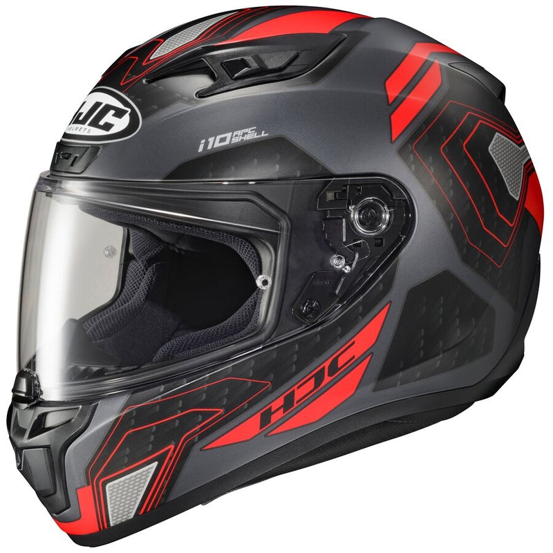 HJC i10 Sonar Helmet Semi-Flat Red (MC-1SF) Black