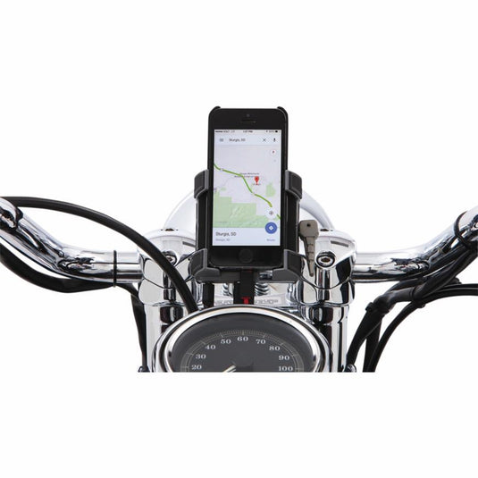 Ciro 50212 Smartphone Holder w/ Charger Handlebar Mount - 7/8in. and 1in. - Chrome
