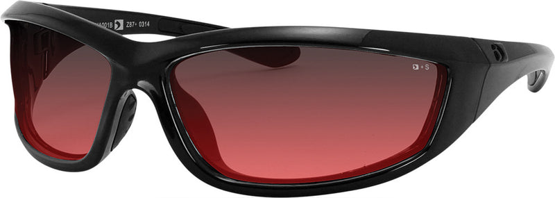 Bobster Eyewear Charger Sunglasses Black / Rose Lens Black