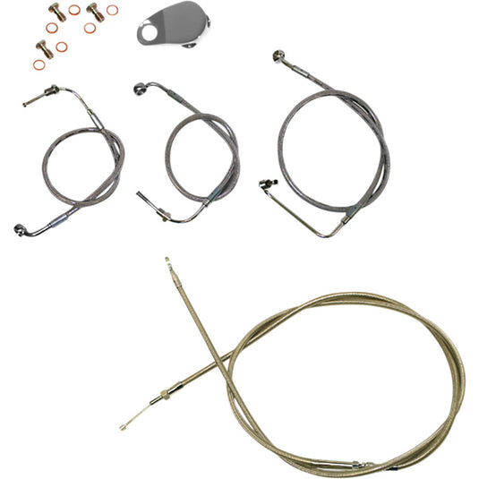 La Choppers LA-8154KT-16 Standard Stainless Cable Kit - 15in. - 17in. Mini Ape Hangers