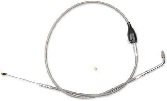 La Choppers LA-8100ID16B Black Vinyl/Stainless Braided Idle Cable Kit - 15in.-17in. Ape Hangers