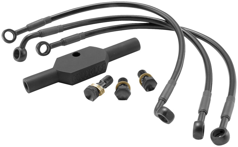 Goodridge HD0116-1FPBK+8 Ebony 2 Front Brake Line Kit - +8in. Length