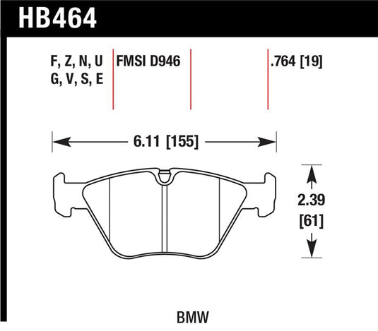 Hawk Performance HB464E.764 HAWK Blue 9012 Brake Pad Sets