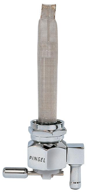 Pingel 6391-CH Power-Flo Fuel Valve - 22mm Hex - 180 Deg. Outlet Facing Inward - Smooth - Chrome