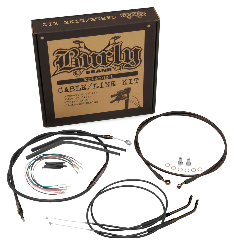 Burly Brand B30-1144 Black Vinyl Single Disc Handlebar Cable & Brake Line Kit for Jail Bars - 12in.