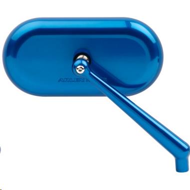 Arlen Ness 13-177 Forged Oval Short Stem Billet Mirror - Right - Blue Anodized