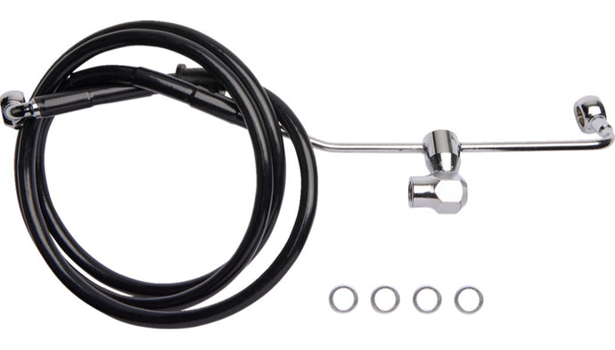 Drag Specialties 1741-6339 Black Vinyl Coated Standard Length ABS Stainless Steel Rear Brake Line Kit
