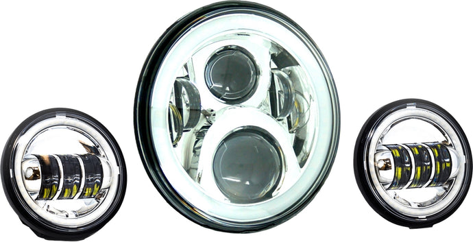 Letric Lighting Co. LLC-ILHK-7CH 7in. Premium LED Kit with Full-HALO for Indian - Chrome