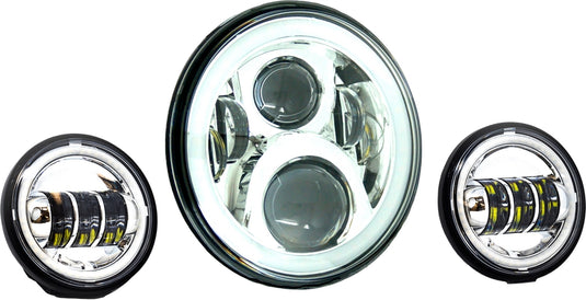 Letric Lighting Co. LLC-ILHK-7CH 7in. Premium LED Kit with Full-HALO for Indian - Chrome