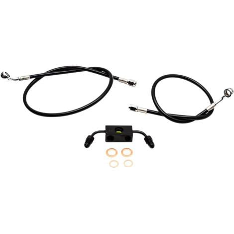 La Choppers LA-8231B16B Black Vinyl-Coated Stainless Steel Brake Line Kit - 15-17in. Ape Hangers
